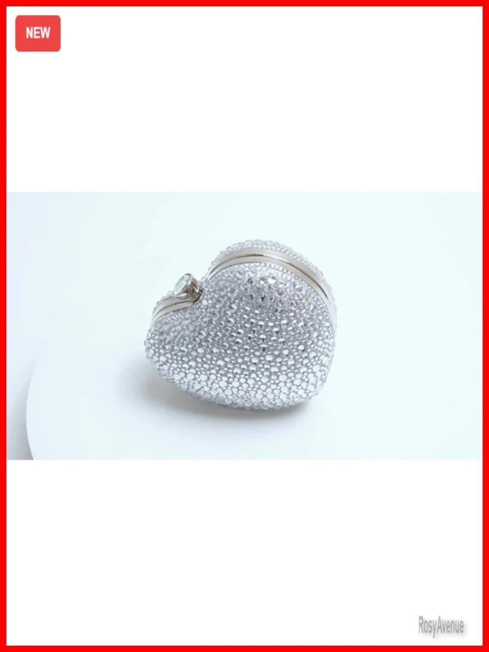 Heart Shaped Acrylic Clutch Evening Bag Mini Chain Purse Rhinestone